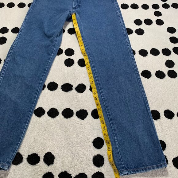 Vintage Wrangler 14MWZC Cowboy Cut High Rise Faded Wash Denim Straight Leg Jeans - Picture 12 of 13